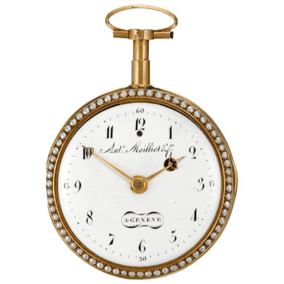 Swiss gold and enamel quarter repeating verge watch circa 1795 Swiss gold and enamel quarter repeating verge watch circa 1795