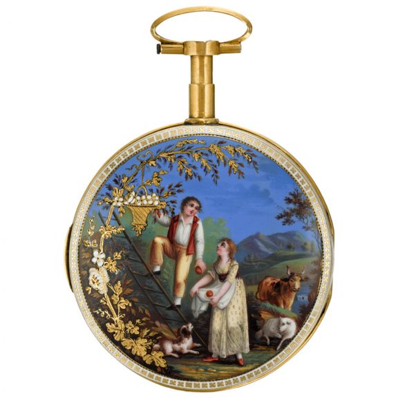 Swiss gold and enamel quarter repeating verge watch circa 1795