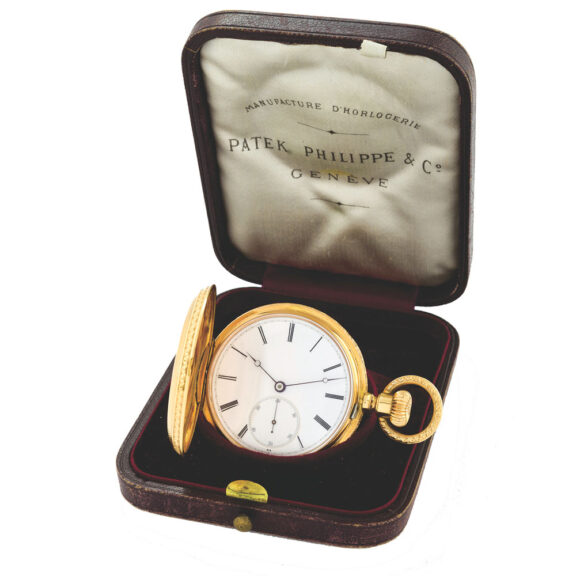 Swiss gold keyless hunting cased pocket watch Circa 1856