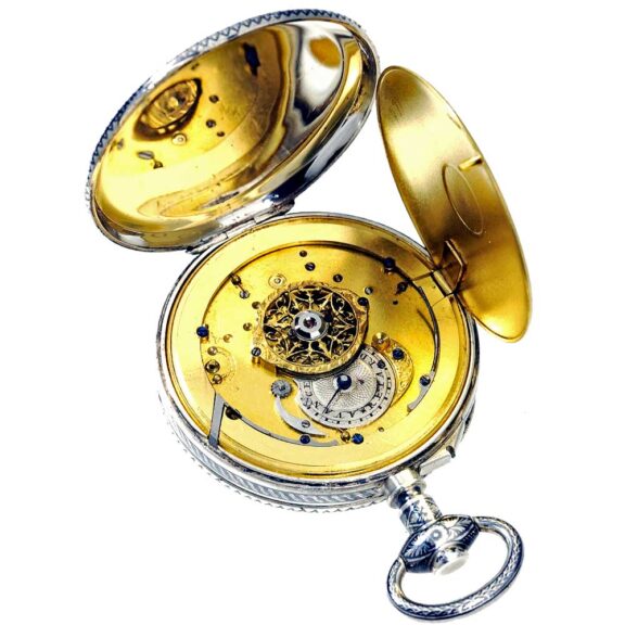 Swiss silver quarter repeater with two Jacquemarts Circa 1805 Swiss silver quarter repeater with two Jacquemarts Circa 1805