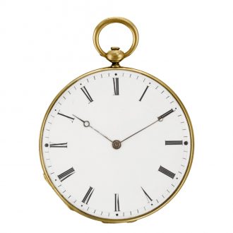 Swiss gold watch with polychrome enamel scene Circa 1825