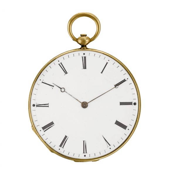 Swiss gold watch with polychrome enamel scene Circa 1825 Swiss gold watch with polychrome enamel scene Circa 1825