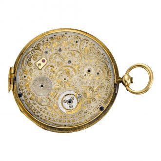 Swiss gold watch with polychrome enamel scene Circa 1825