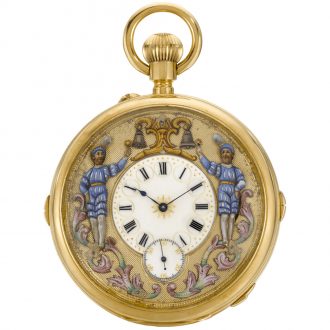 Swiss grande and petite sonnerie automaton repeater Circa 1900