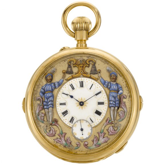 Swiss grande and petite sonnerie automaton repeater Circa 1900