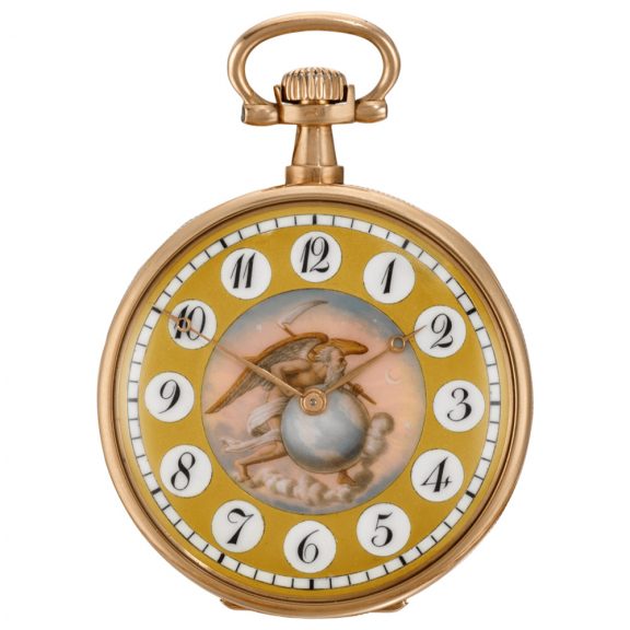 Swiss open faced keyless lever presentation watch Circa 1908