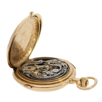 Swiss gold minute repeater with chronograph Circa 1900 Swiss gold minute repeater with chronograph Circa 1900