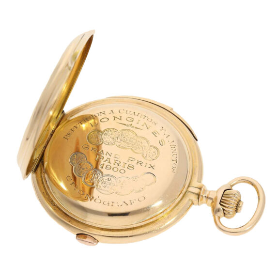 Swiss gold minute repeater with chronograph Circa 1900 Swiss gold minute repeater with chronograph Circa 1900