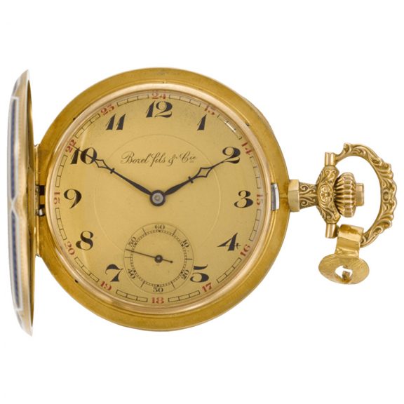 Swiss hunting cased watch with an equestrian theme circa 1915 Swiss hunting cased watch with an equestrian theme circa 1915