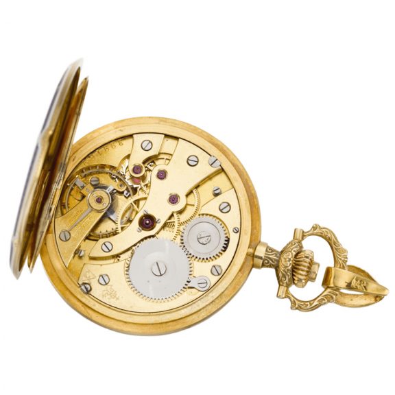 Swiss hunting cased watch with an equestrian theme circa 1915 Swiss hunting cased watch with an equestrian theme circa 1915