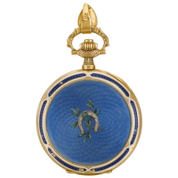 Swiss hunting cased watch with an equestrian theme circa 1915 Swiss hunting cased watch with an equestrian theme circa 1915v