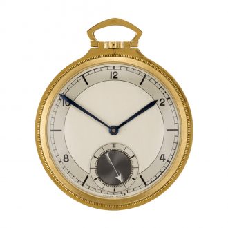 Slim, handsome Swiss gold keyless open faced dress watch Circa 1943