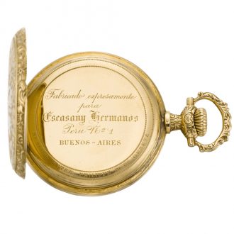 Fine Swiss gold hunting cased keyless lever watch Circa 1892