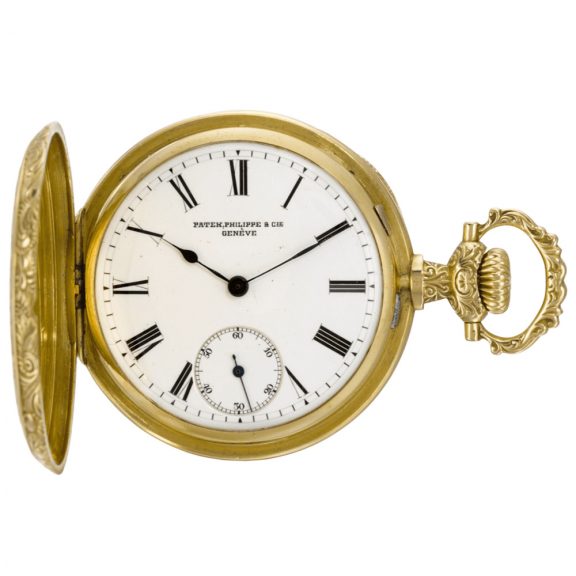 Fine Swiss gold hunting cased keyless lever watch Circa 1892 Fine Swiss gold hunting cased keyless lever watch Circa 1892