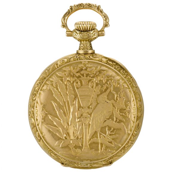 Fine Swiss gold hunting cased keyless lever watch Circa 1892