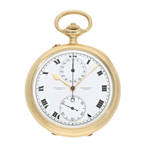 Exquisite Swiss 18k gold watch with chronograph Circa 1906 Exquisite Swiss 18k gold watch with chronograph Circa 1906