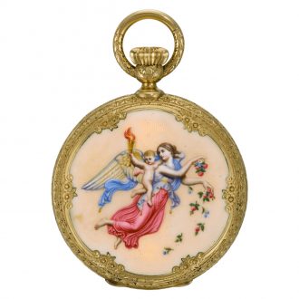 Swiss lady's polychrome enamelled Night and Day watch Circa 1865 Swiss lady's polychrome enamelled Night and Day watch Circa 1865
