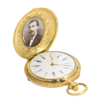 French gold lady's watch with enamel painting Circa 1875