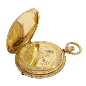 French gold lady's watch with enamel painting Circa 1875