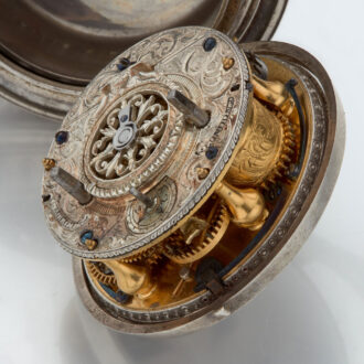 Impressive leather pique pair cased verge with alarm Circa 1695