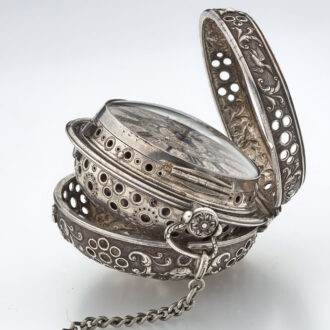 Impressive leather pique pair cased verge with alarm Circa 1695
