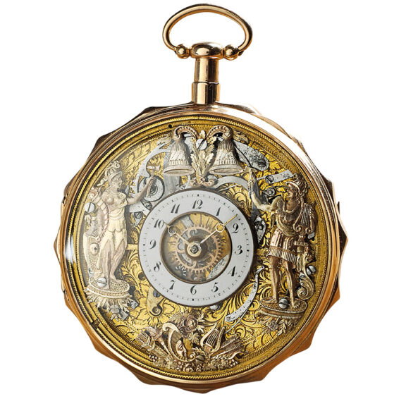 Swiss gold quarter repeater with two jacquemarts Circa 1810