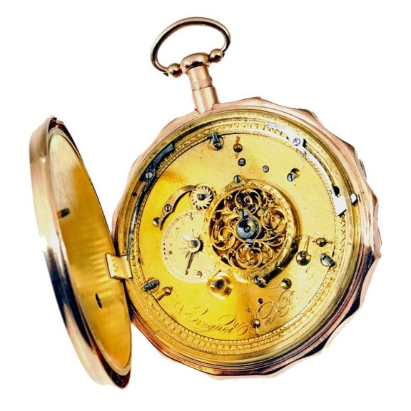 Swiss gold quarter repeater with two jacquemarts Circa 1810 Swiss gold quarter repeater with two jacquemarts Circa 1810