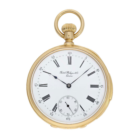 Swiss gold reapting open faced keyless watch Circa 1889