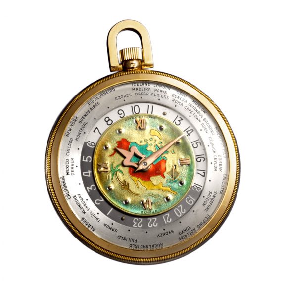 Extremely rare Swiss gold World Time dress watch Circa 1948 Extremely rare Swiss gold World Time dress watch Circa 1948