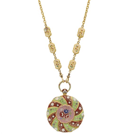 English gold enamel watch with matching chain Circa 1830 English gold enamel watch with matching chain Circa 1830