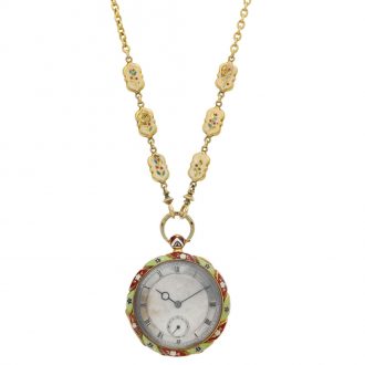 English gold enamel watch with matching chain Circa 1830
