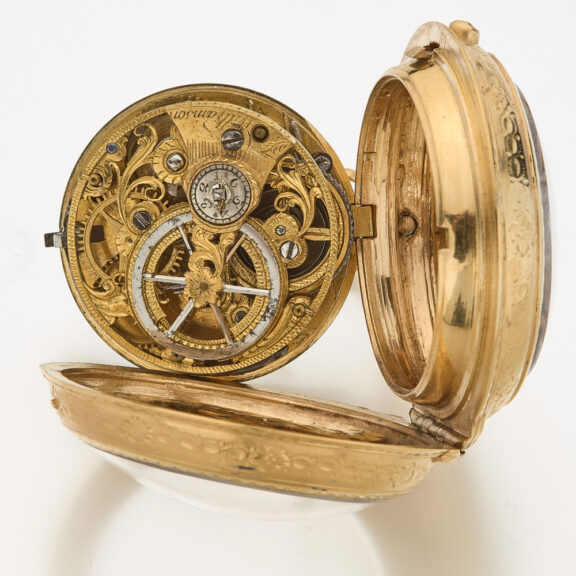 English gold skeletonized verge pocket watch Circa 1780 English gold skeletonized verge pocket watch Circa 1780