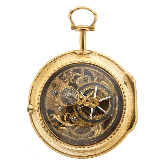English gold skeletonized verge pocket watch Circa 1780 English gold skeletonized verge pocket watch Circa 1780