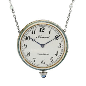 French gold pendant watch with matching chain Circa 1910