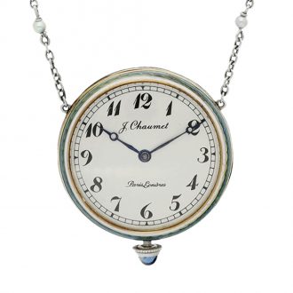 French gold pendant watch with matching chain Circa 1910