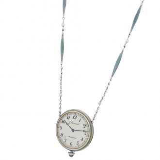 French gold pendant watch with matching chain Circa 1910
