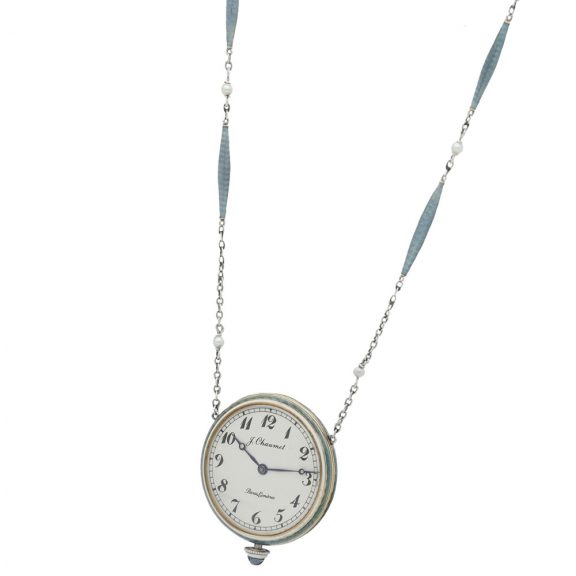French gold pendant watch with matching chain Circa 1910 French gold pendant watch with matching chain Circa 1910
