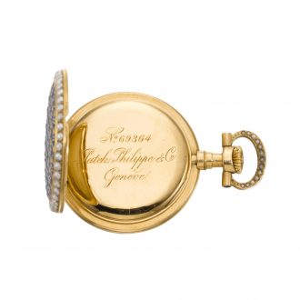 Swiss gold enamel and pearl lady's pendant watch Circa 1885