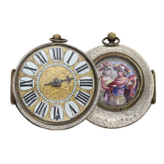 French brass “Oignon” case with enamel painting Circa 1690 French brass “Oignon” case with enamel painting Circa 1690