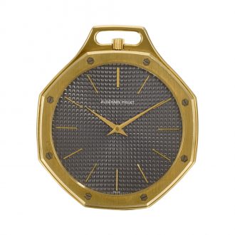 Rare Swiss gold open faced octagonal Royal Oak watch Circa 1978