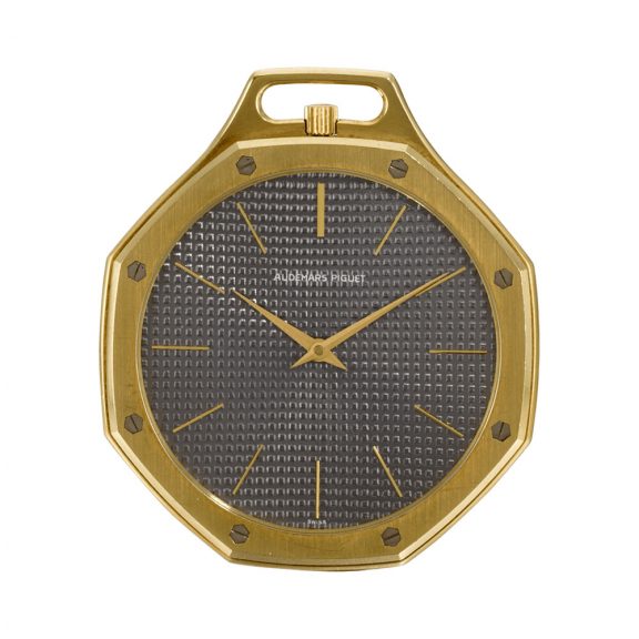 Rare Swiss gold open faced octagonal Royal Oak watch Circa 1978