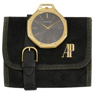 Rare Swiss gold open faced octagonal Royal Oak watch Circa 1978