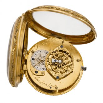 Dutch verge watch with polychrome enamel painted scene Circa 1780