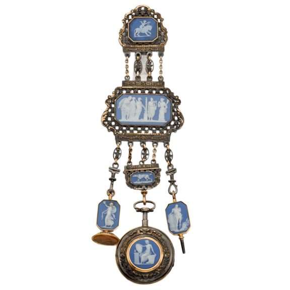 French verge watch with Jasperware mounted chatelaine Circa 1785
