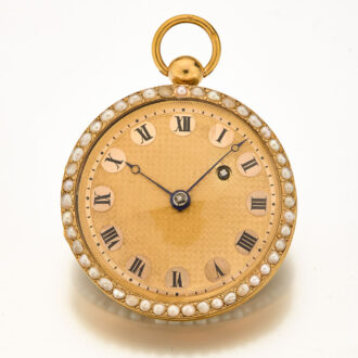 Swiss multi-color gold, ruby and pearl-set verge Circa 1810