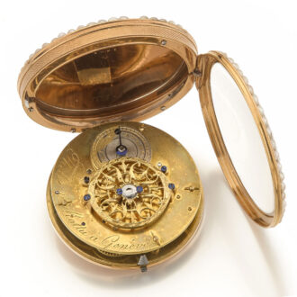 Swiss multi-color gold, ruby and pearl-set verge Circa 1810