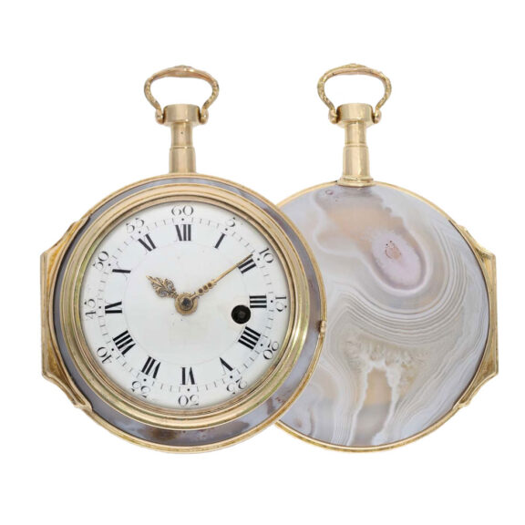 French 18k gold verge watch with Agate case Circa 1760