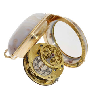 French 18k gold verge watch with Agate case Circa 1760