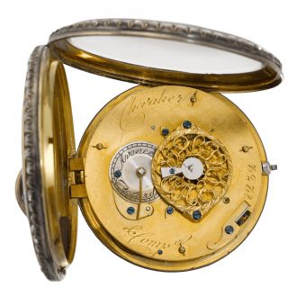 Swiss gold, silver, enamel and diamond verge watch, circa 1800