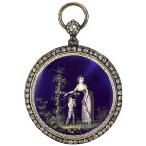 Swiss gold, silver, enamel and diamond verge watch, circa 1800